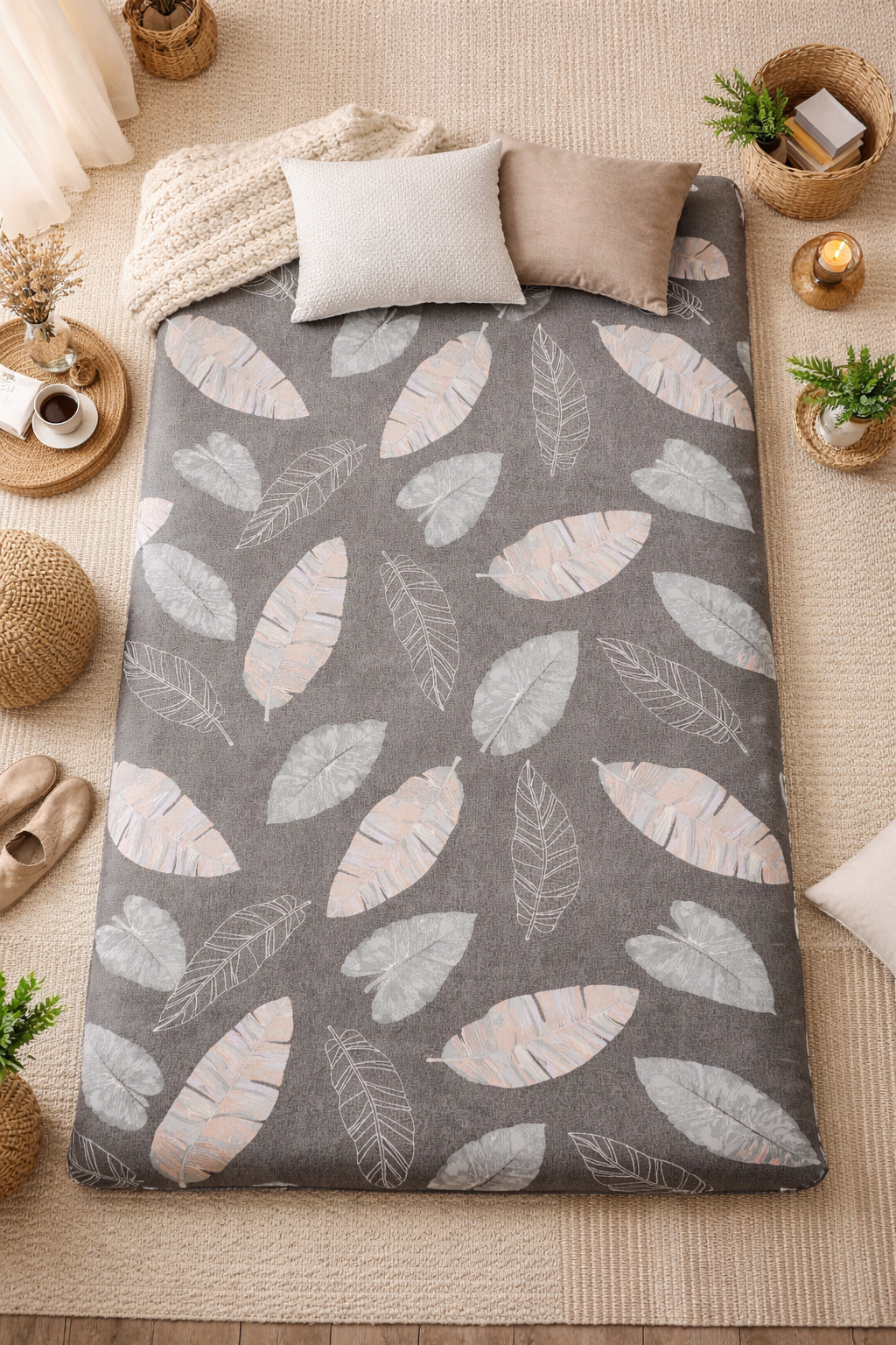 کاور تشک مهمان زیپ دار کد A7 برند خوشنام هگمتان یک نفره سایز 195×90 سانتی متر